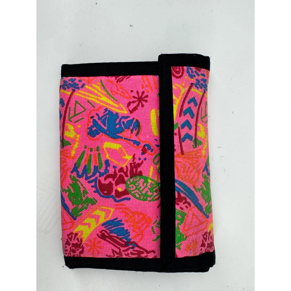 VTG 1980s 90s Neon Abstract Design Hook‎ And Loop Wallet Multicolor Retro Surf